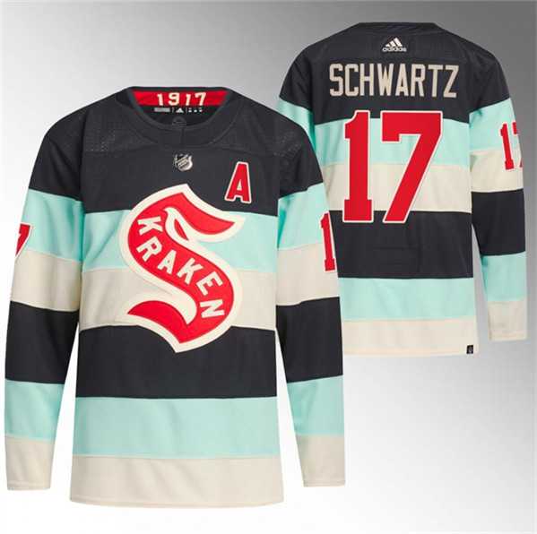 Men%27s Seattle Kraken #17 Jaden Schwartz Deep Sea Blue 2024 Winter Classic Primegreen Stitched Jersey Dzhi